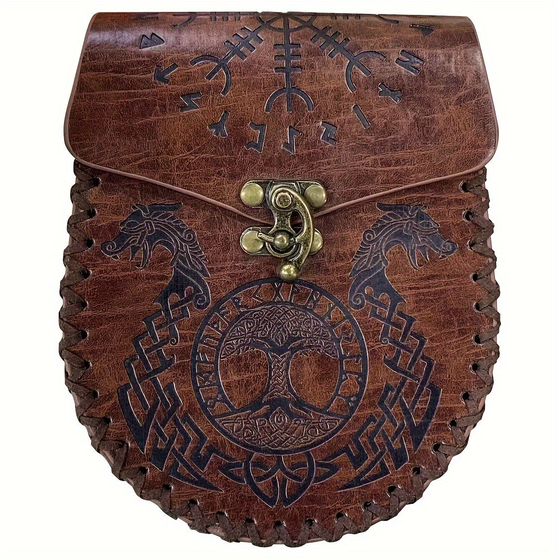 Viking Handmade Retro Faux Leather Waist Bag With Medieval Style, Ideal For Role-playing In Stage Plays