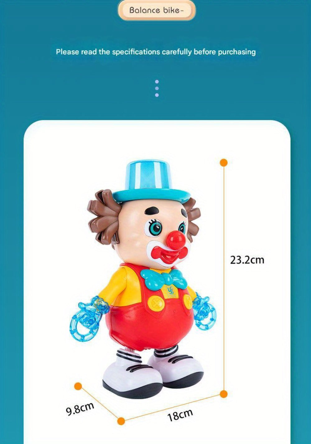 Dancing Clown Toy Doll Light Music Swing Left And right, Toys for Kids girls, Fidget toys, Toys for boys, toy, Christmas Gifts Birthday Gifts for kids, Weird stuff, Halloween Decorations
