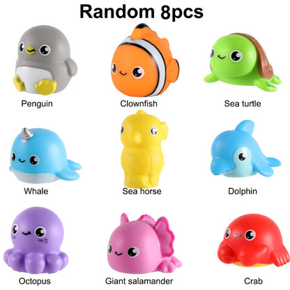 Ocean Animal Light Up Bath Toys 6 8 10 Pack – Glowing Sea Creature Floating Bathtub Toys for Baby Toddlers, Water Pool Toys for Boys & Girls, Random Colors Bath Time Gift Set