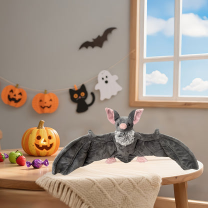 Giant Bat Plush Stuffed Animal 23" Wingspan — Soft Grey Spooky Bat Toy, Halloween Decor for Home Bedroom Car, Cute Creepy Gift for Kids Adults Animal Lovers