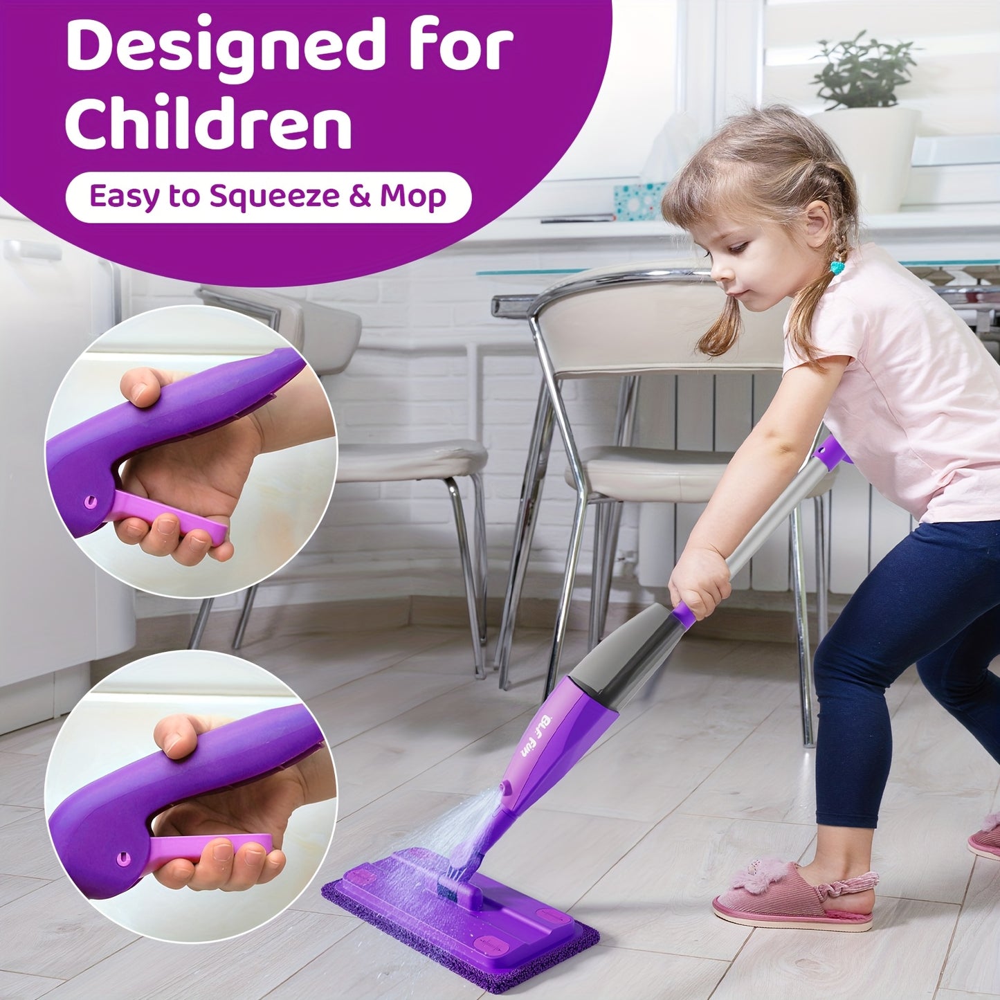 Mop Kids Toys With Water Sprayer, Pretend Play&Preschool Educational, STEM Clean, Housekeeping Kit Spray Mops For Floor Cleaning, Birthday Gifts 3 4 5 6 7 8 Year Old Boys Girls