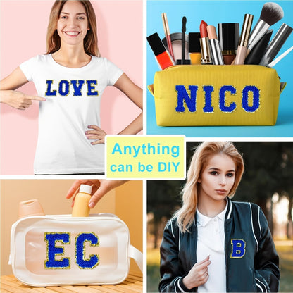 Chenille Letter Patches Self Adhesive A-Z Embroidered Alphabet Applique Stickers for Clothes Bags Hats Phone Cases DIY Crafts – 26pcs Full Set