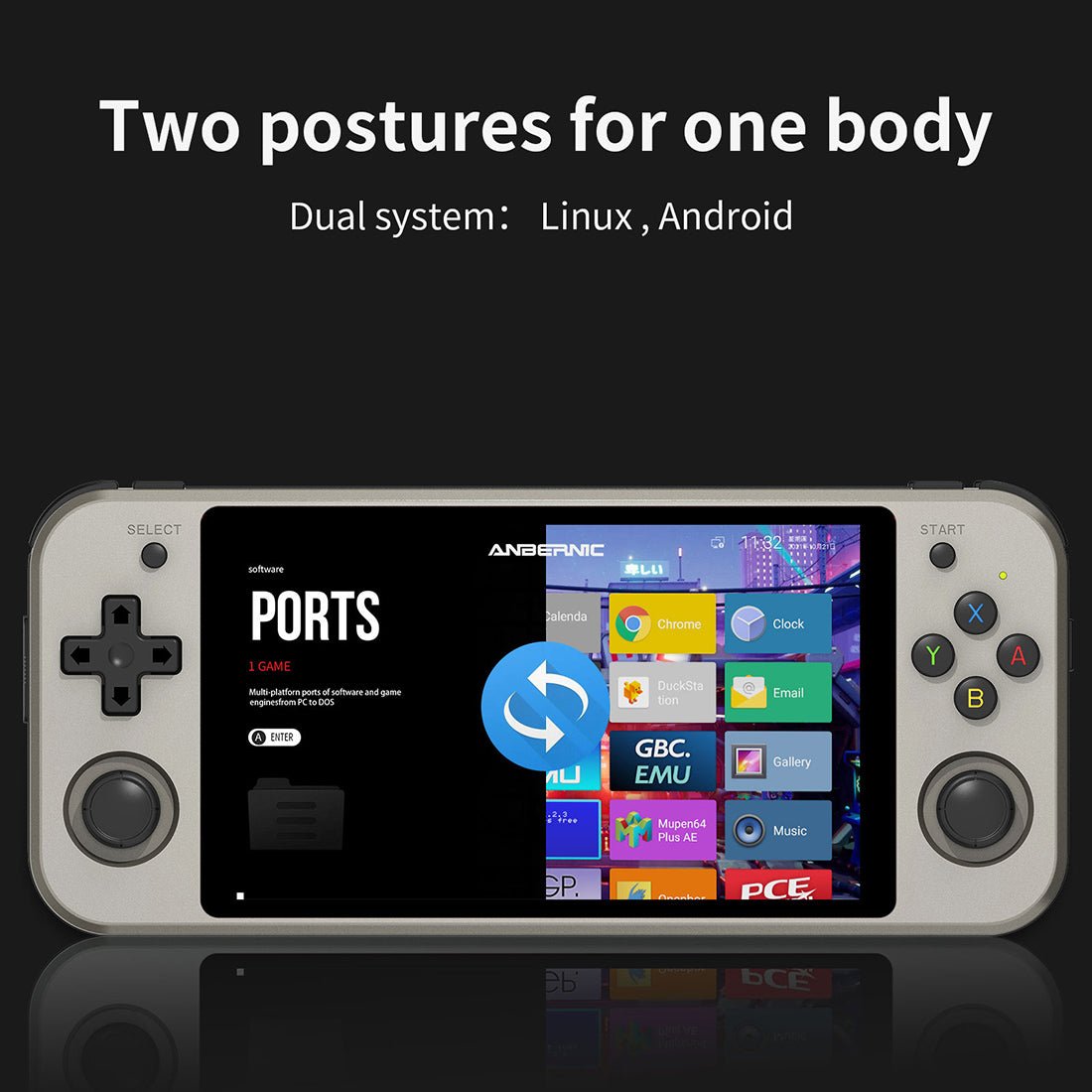 Handheld Game Console Anbernic RG552 Dual OS Android Linux 5.36-inch IPS RK3399 HDMI