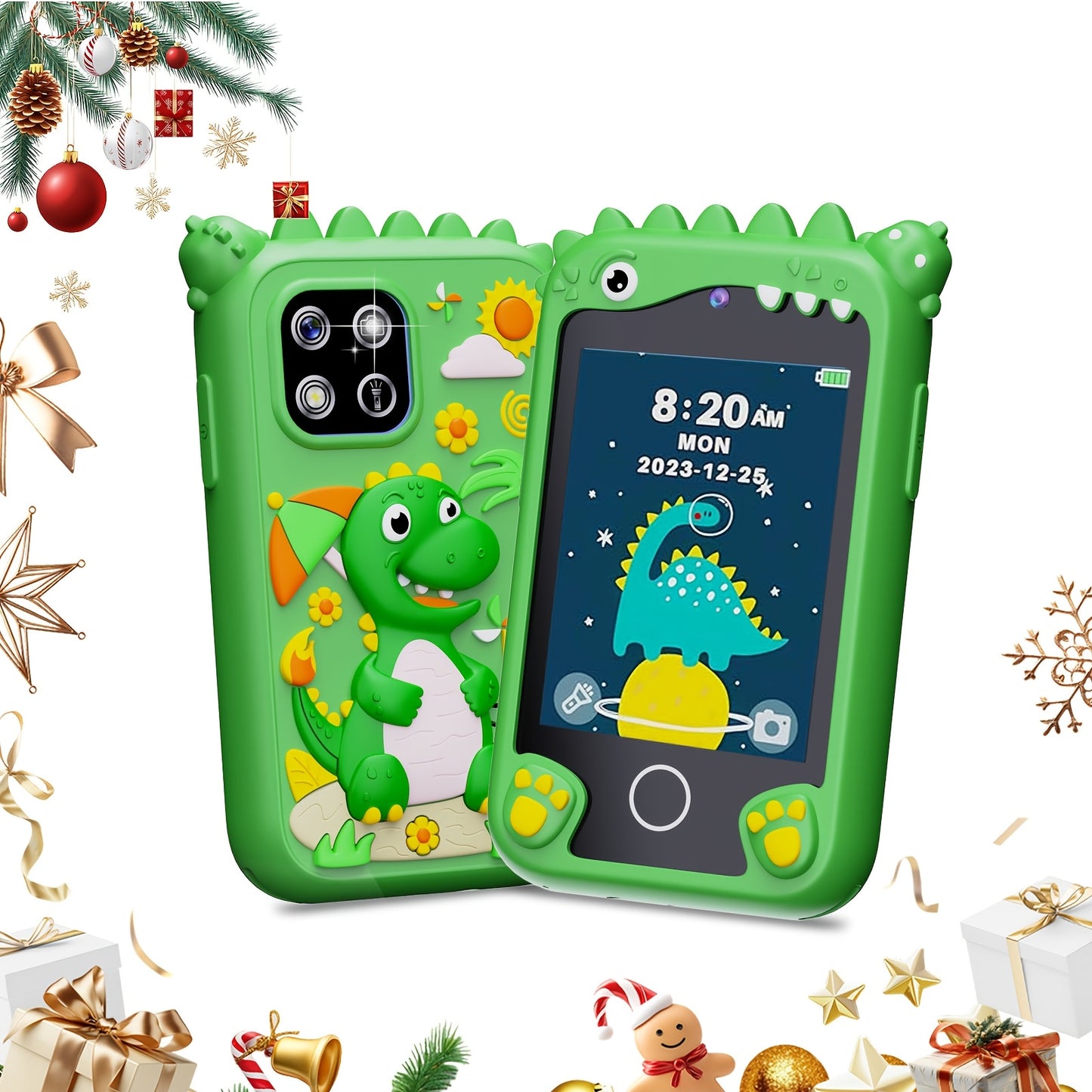 Kids Toy Smart Phone, Fun Explorer Phone with HD Touchscreen Dual Camera And 8GB Storage, Dinosaur Kids Play Phone Toy, Educational Travel Toy for Boys Girls 3-10, Birthday Halloween Christmas Gift