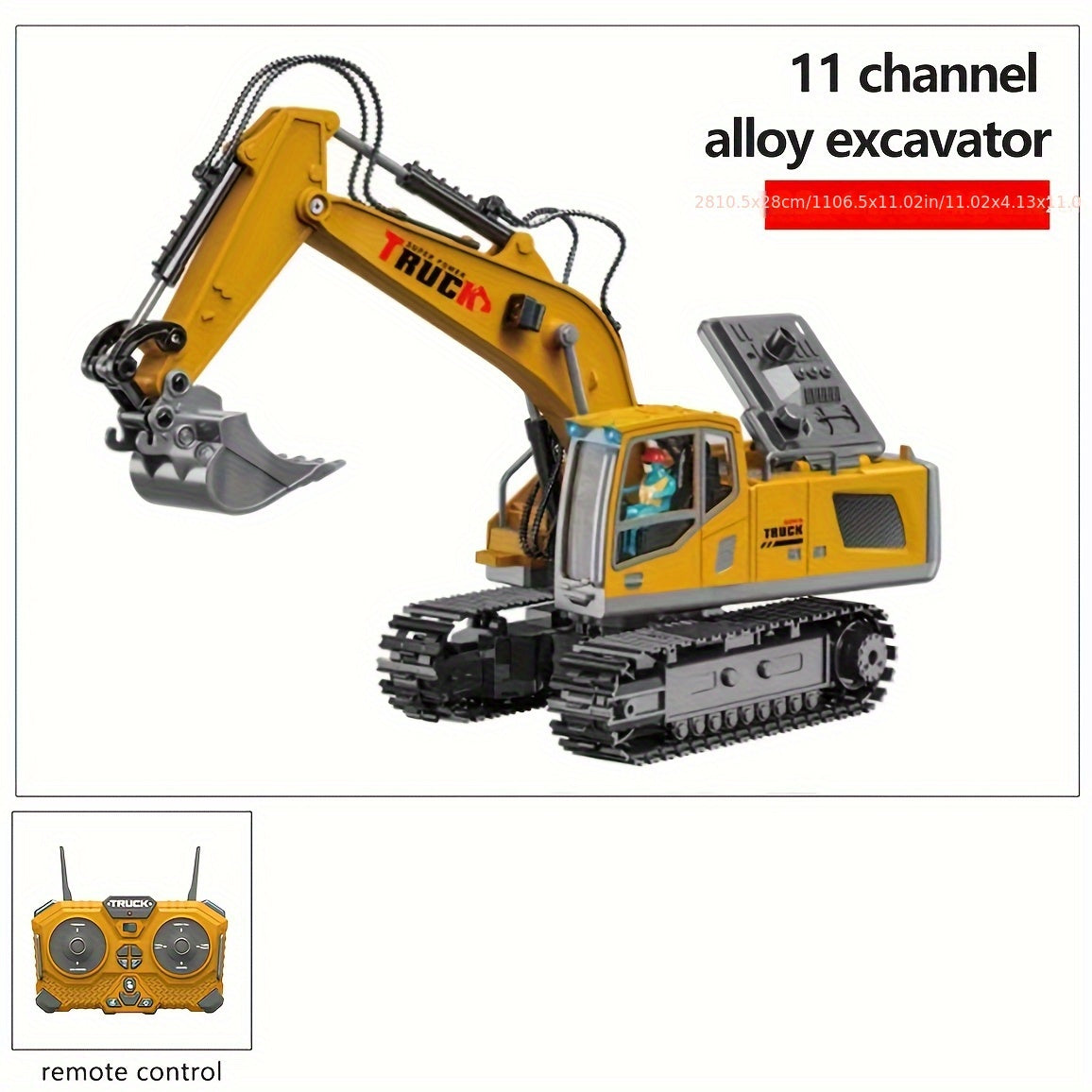 Alloy RC Construction Vehicle Toy for Kids – 2.4GHz Remote Control Excavator, Loader, Dump Truck with Alloy Metal Cap, Light & Sound, Rechargeable Battery, Boys Gift for Halloween Thanksgiving Christmas