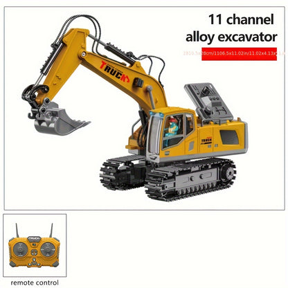 Alloy RC Construction Vehicle Toy for Kids – 2.4GHz Remote Control Excavator, Loader, Dump Truck with Alloy Metal Cap, Light & Sound, Rechargeable Battery, Boys Gift for Halloween Thanksgiving Christmas