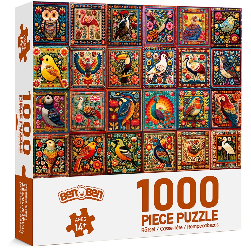 Benben Bird Jigsaw Puzzles for Adults, 1000pcs Bird Crochet with Letters on The Back, Entertaining Animal Puzzle, Difficult Puzzles for Family Game Night, Home Decoration, Gifts for Men And Women for Birthdays And Christmas