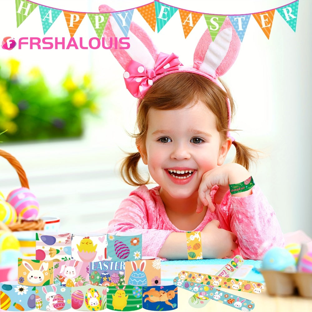 Easter Slap Bracelets for Kids 72 Pcs – Easter Basket Fillers, Egg Fillers, Classroom Prizes & Party Favors for Boys & Girls – PVC Snap Bracelets Bulk for Easter Celebrations & School Rewards