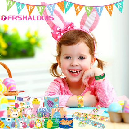 Easter Slap Bracelets for Kids 72 Pcs – Easter Basket Fillers, Egg Fillers, Classroom Prizes & Party Favors for Boys & Girls – PVC Snap Bracelets Bulk for Easter Celebrations & School Rewards