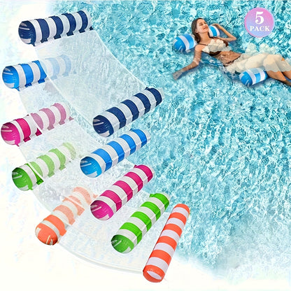 5 Pack Upgrated XL Water Pool Floats, 4-in-1 (Hammock, Saddle, Lounge Chair, Drifter) Multi-Purpose Water Pool Float, Non-Stick PVC Material