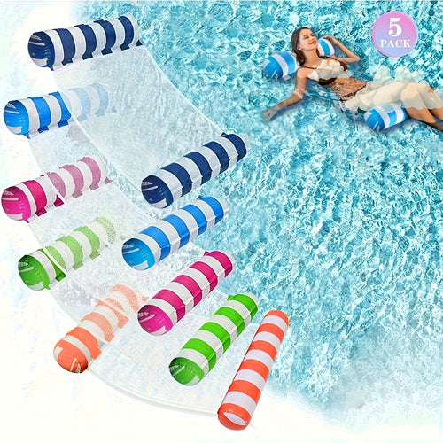 5 Pack Upgrated XL Water Pool Floats, 4-in-1 (Hammock, Saddle, Lounge Chair, Drifter) Multi-Purpose Water Pool Float, Non-Stick PVC Material