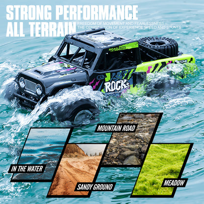 RC Trucks 4x4 Offroad Waterproof 1:16 Amphibious Remote Control Car with 2 Rechargeable Battery 4WD All Terrain Monster Truck RC Car for Boys 4-7 gift present