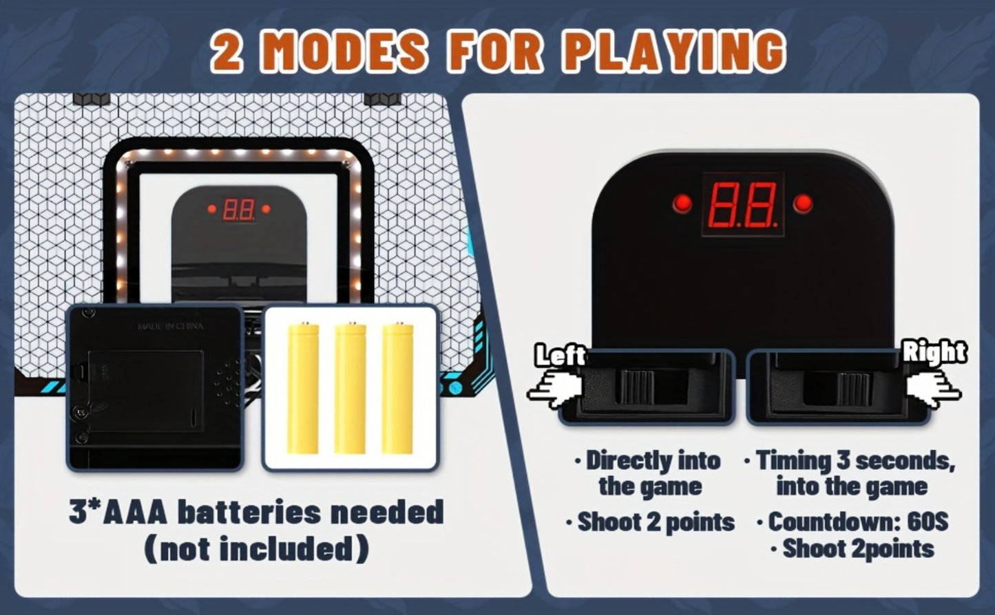 Door Basketball Hoop Set for Kids & Adults – Indoor Outdoor Mini Basketball Stand with LED Lights, Electronic Scoreboard & 4 Basketballs, Perfect Birthday & Christmas Gift for Boys and Girls