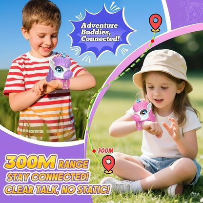 Unicorn Walkie Talkies for Kids 2 Pack, Glow in the Dark, Long Range 2-Way Radio Toy for Boys & Girls Ages 3-12, Outdoor Adventure Camping Hiking, Birthday Christmas Halloween Back to School Gift, Pink & Purple