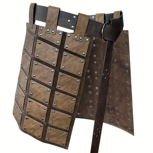 For Halloween COSPLAY Stage Props Featuring a Faux Leather Skirt Armor Embossed in Nordic Viking Style, Complete with a Belt