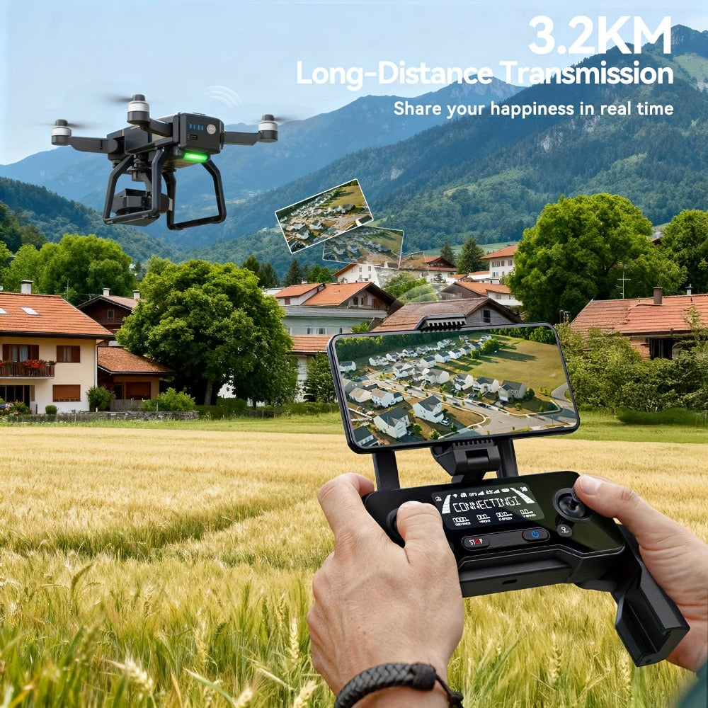 Bwine F7GB2 4K Drone with 3-Axis Gimbal & 50-Min Flight – 8.2MP Camera, 3.2KM Transmission, Level 6 Wind Resistance, GPS Smart Return, Route Planning, FAA Compliant, 2 or 3 Batteries