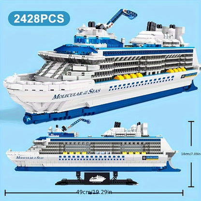 Building Blocks Cruise Ship Model, 2428 Pieces Technic Speedboat Construction Set Technology Home Decor Ideas Christmas/New Years Gift (3.6 Tiny Mini Bricks)