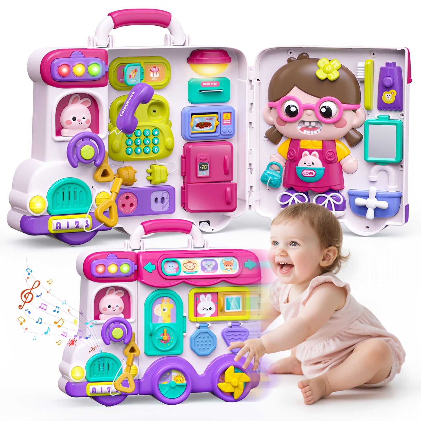 Toddler Toys for 18months Baby Toys, Musical Baby Busy Board, Early Educational Toy for Toddlers, Motor Skills Developmental Toy for 18months, Birthday Gift for Baby