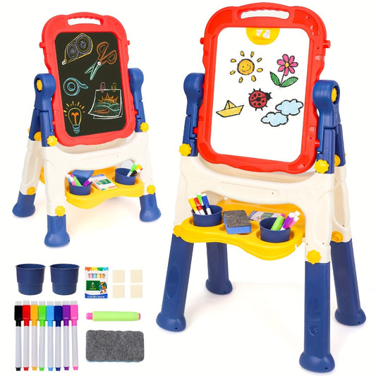 [Ideal Gift] Kids' Art Easel, Adjustable Standing Rotatable Double-Sided Easel with Painting Additions for Youngsters Boys And Girls Age 3+ Years Old, Standing Art Easel, Ideal Birthday/Christmas/New Year Gifts for Kids