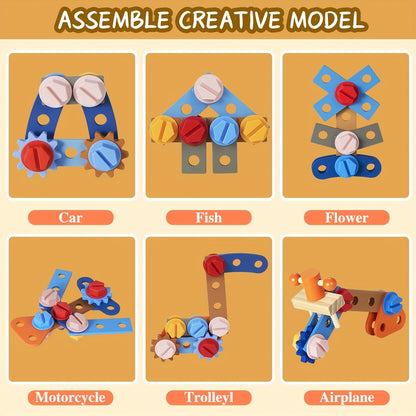39pcs Wooden Tool Set for Children, Including a Toolbox And Vest, Designed for STEM Learning And Pretend Play in Construction. This Hands-On Activity Toy Is Ideal for Preschoolers And Makes a Great Birthday Gift for Young Boys And Girls
