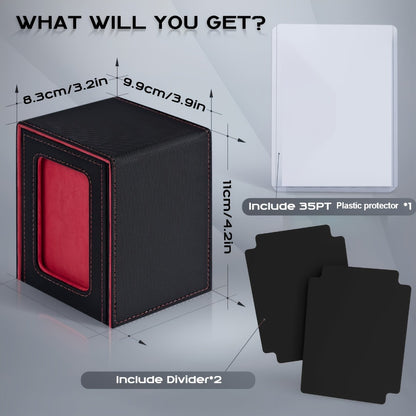 Deck Box Trading Card Storage 100 Double Sleeved Cards Commander Window Display – TCG MTG Pokemon EDH Sports Card Organizer 5 Colors