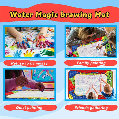 Reusable Water Doodle Mat for Kids with 2 Water Pens – Large Size Mess-Free Drawing Pad, Non-Toxic Educational Art Toy, Interactive Gift for Boys & Girls Ages 2-8