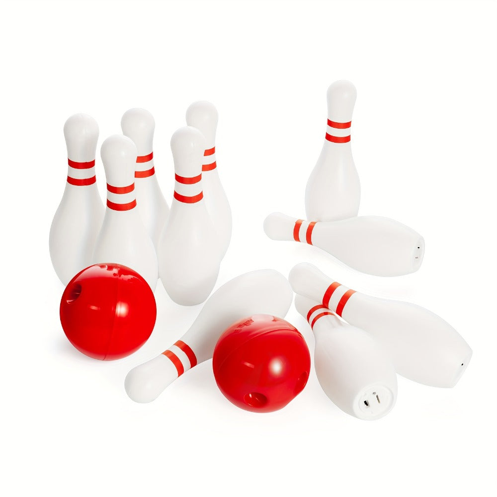 Kids Glow Bowling Set 12 Piece Light-Up Pins & Balls 10 Pins 2 Balls 7.87 Inch Indoor Outdoor Toddler Game Active Play Birthday Gift Boys Girls Ages 3+
