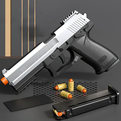 2024 USP Toy Gun Soft Clip Pistol, Continuous Shooting, with Ejecting Shells, Toy Foam Blaster, Cool Rapid-Fire Toy Gun Educational Models, Outdoor Shooting Games, Halloween, Thanksgiving, Christmas, Birthday Gift for Boys Girls