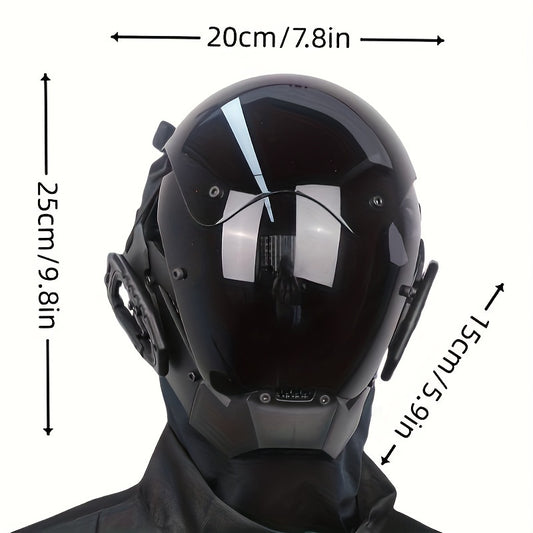 Futuristic Cyberpunk Mask, Easy Black for Costume Additions, Halloween Cosplay Photo Prop, Supplies for Bar Club Rave LARP Parties, Stage Performance Gear, Gift And Collectible Item