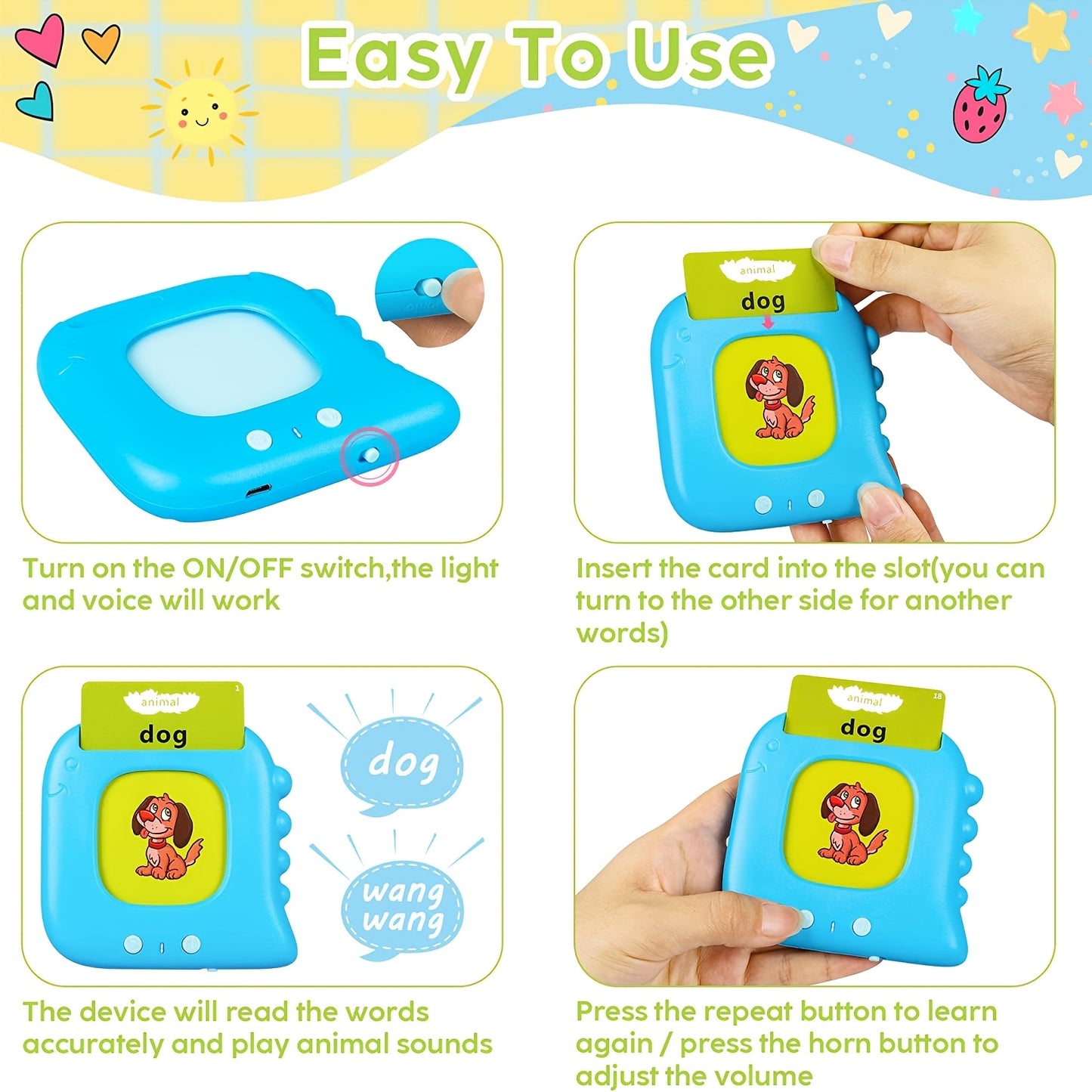 Talking Flash Cards for Preschooler 3 4 5 6 Years Old, Language Learning with 224-510 Words, Pocket Speech Relax And Autism Playthings, Children's Sensory Educational Device,, Learning Educational Gifts for Boys And Girls.