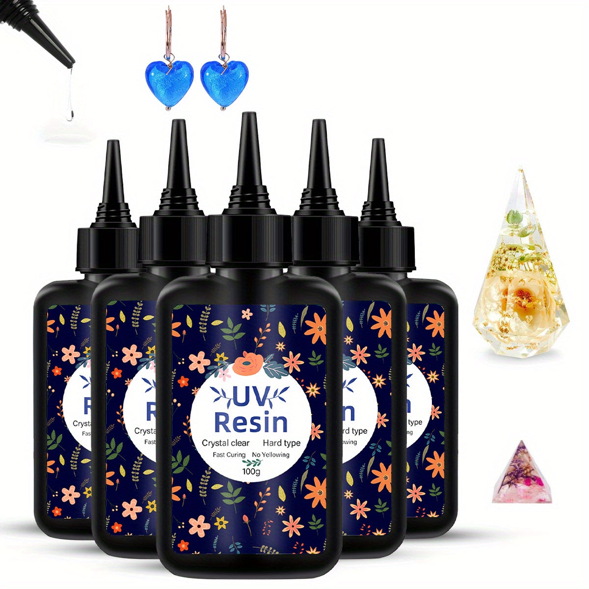 200g/ 300g/ 400g/ 500g -UV Resin, UV Curing, Fast-curing and High-viscosity UV Epoxy Resin, Used in Jewelry Making, Handicrafts, Casting