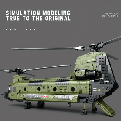 Chinook Helicopter Building Blocks Set 1622 Pcs – US Military CH-47 Transport Helicopter MOC Model Kit for Adults & Teens, Military Aircraft Display Build, Christmas Birthday Gift for Aviation Fans