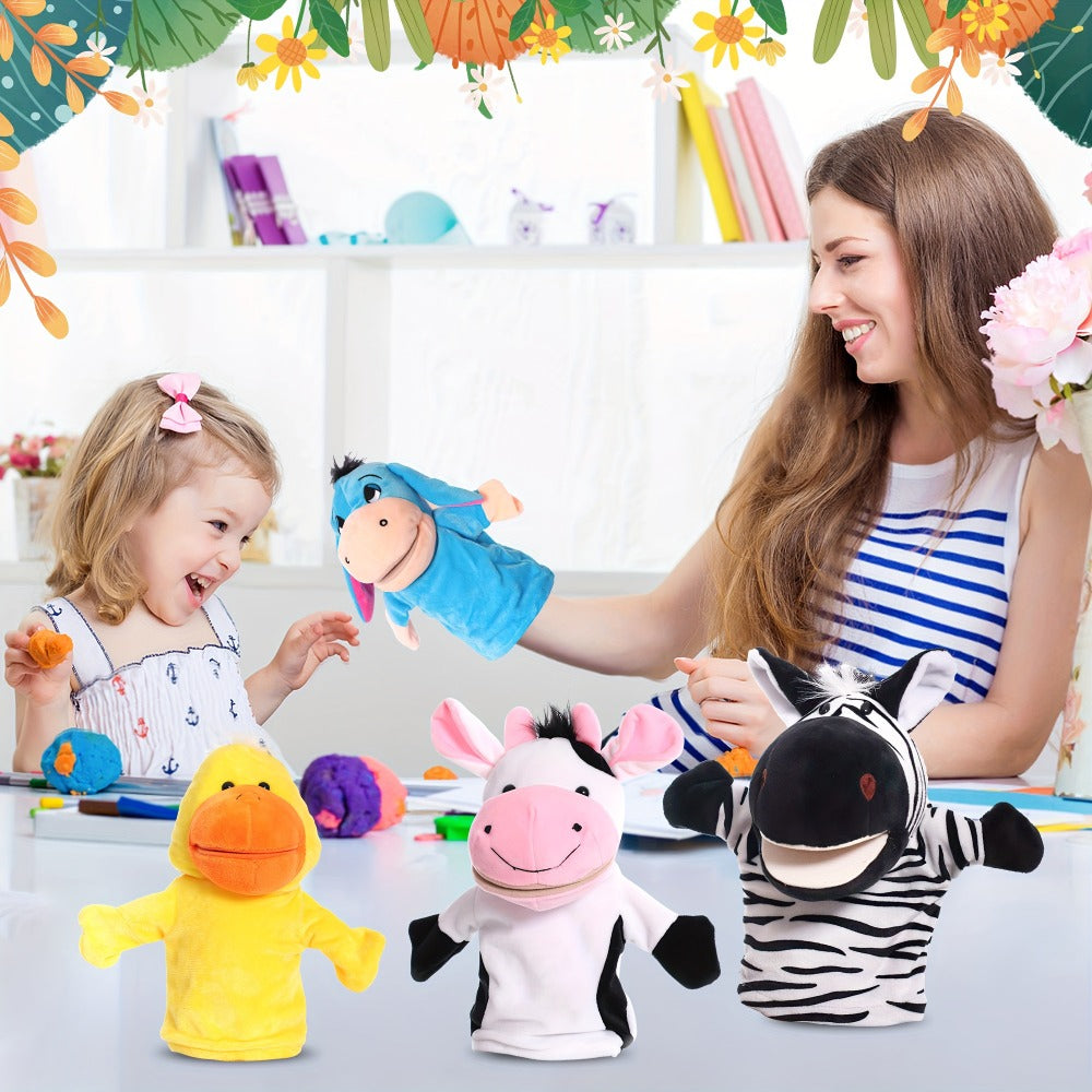 Collection of Four Hand Puppets, Perfect for Engaging Playtime, Ideal for Educational Purposes, Fosters Creativity And Joy, Great for Theatrical Performances, Birthday Presents, And Suitable for Nurseries And Classrooms
