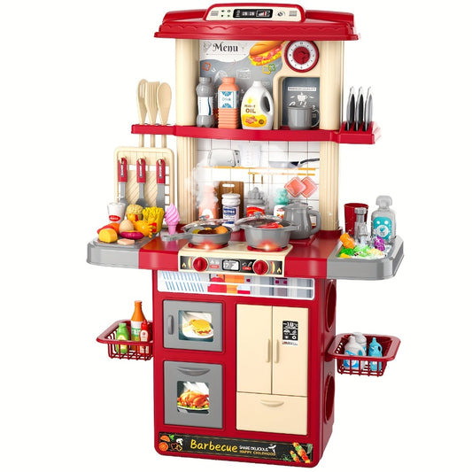 Holiday Present for Children, Cooking Playset, Toy Kitchen Sets for Imaginative Play with Food for Ages 3 to 8, Play Kitchen Set Featuring Lights, Sounds, And Spray (Assorted Color Play Food)