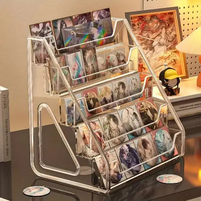 3/5-Tier Vertical Collectible Card Display Stand Compatible for PSA BGS SGC Graded Cards, Snap-in Assembly Suitable for Baseball & Basketball Trading Card Showcase, Desktop Holder for PSA/BGS/SGC Card Display