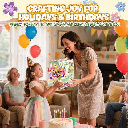 Art Flower Bouquet Craft Kit, Arts And Crafts Flower Toy for Kids, Build Your Own Bouquet, Creative Educational Gift for Toddlers Kids, Christmas Birthday Gift for 3+ Year Old Girls And Boys