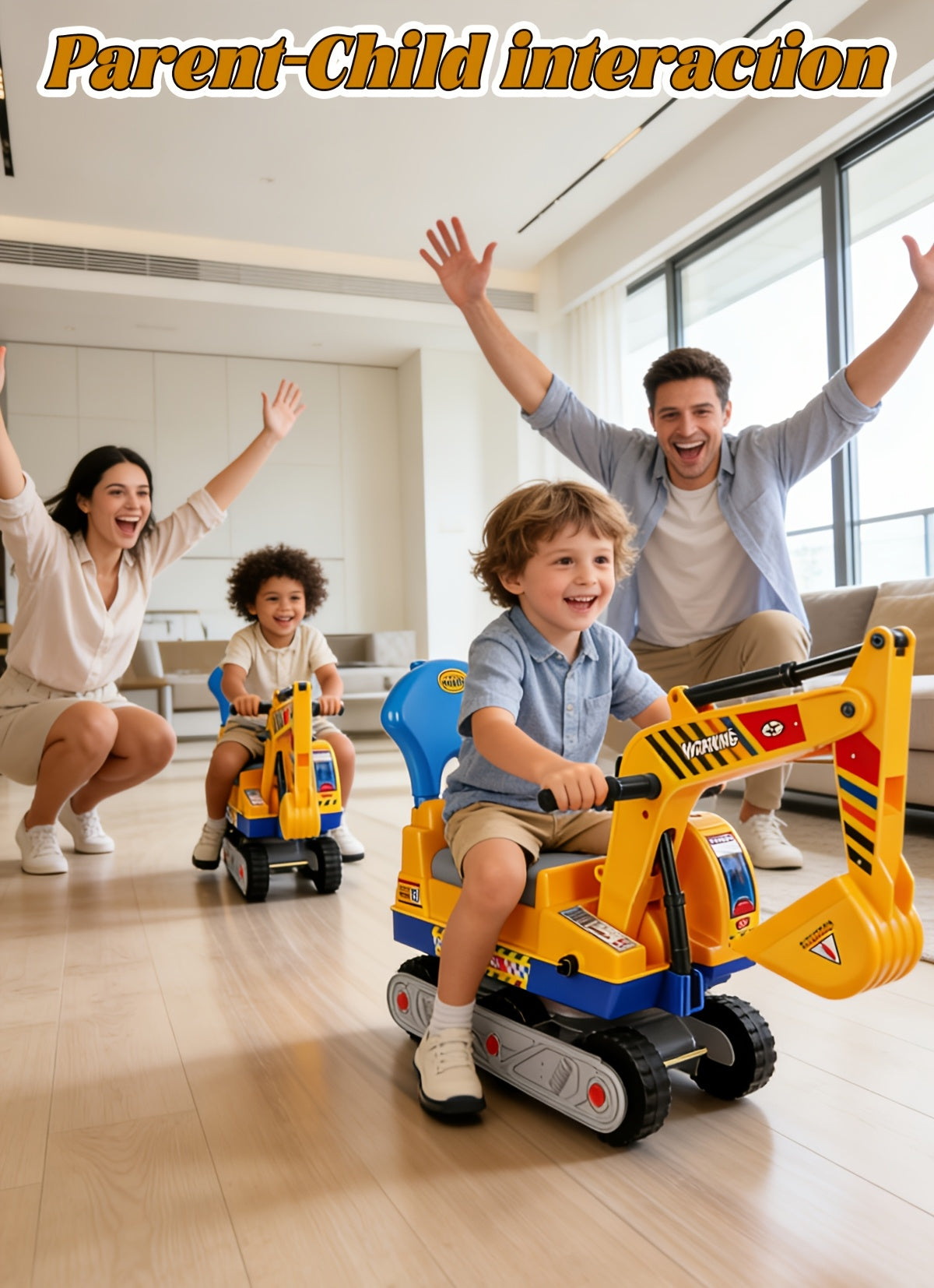 [Perfect Gift] Ride-On Excavator And Bulldozer Toys For Kids, Manual Excavator Scooters, And Ride-On Construction Vehicle Toys. Outdoor Toys Suitable For Boys And Girls Ages 3 And Up. The Perfect Gift For Children's Day Or Birthdays