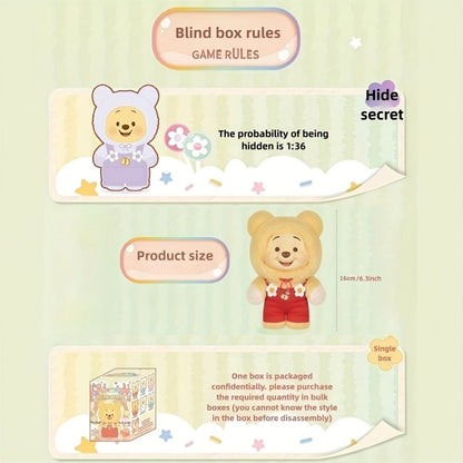 MINISO Disney Winnie the Pooh Candy Series Plush Toy 1pc Random — Licensed Soft Stuffed Animal, Kawaii Birthday Christmas Halloween Graduation Gift for Kids Girls Teens