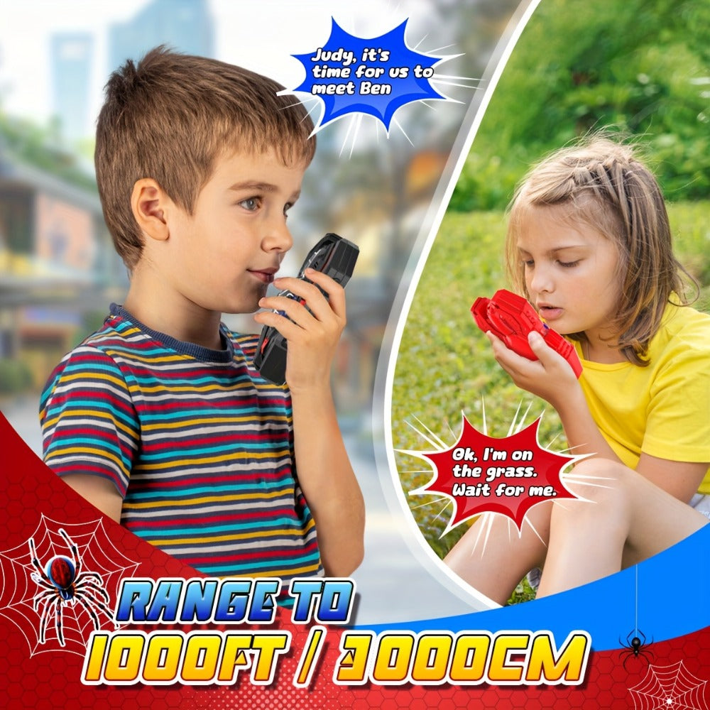 Spider Walkie Talkies for Kids, Walkie Talkies Toys for Boys Girls Year Old, Camping Gear Outdoor Hiking Newsletter, Long Distance Wireless Telephone Receiver for 3-5 4-8 Year Old Kid