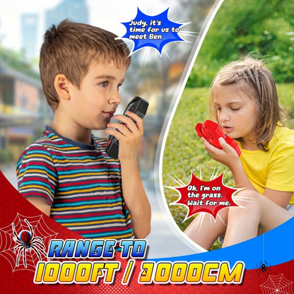 Spider Walkie Talkies for Kids, Walkie Talkies Toys for Boys Girls Year Old, Camping Gear Outdoor Hiking Newsletter, Long Distance Wireless Telephone Receiver for 3-5 4-8 Year Old Kid