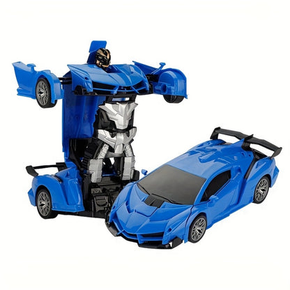 RC Robot Car Toy 1:18 Scale for Kids – One-Button Deformation Remote Control Stunt Car, 360° Rotating Drift, Blue & Red Color Options, Educational Birthday Children's Day Gift for Boys & Girls Ages 3+