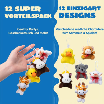 Mini Animal Plush Toy Assortment 36 Pack — 3 Inch Bulk Stuffed Animals with Keychain, Party Favors for Kids, Carnival Prizes, Pinata Fillers, Goody Bag Stuffers, Birthday Christmas Classroom Rewards
