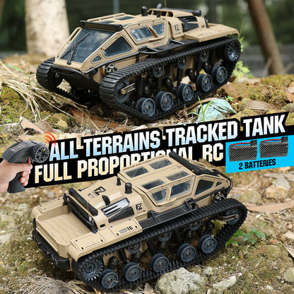 RC Tracked Tank With Full-Proportional Remote Control Car Powerful Offroad For All Terrains With Led Lights And Alloy Door Open Model Military War Car Vehicle Gift For Kids With 2 Batteries