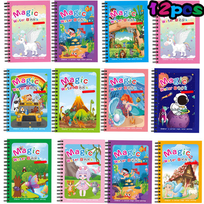 Set of 12 Water Coloring Books, Water Doodle Toys, Reusable Painting Books for Young Children, Educational Gift Kits, Perfect for Easter Baskets And Fidget Toys for Kids