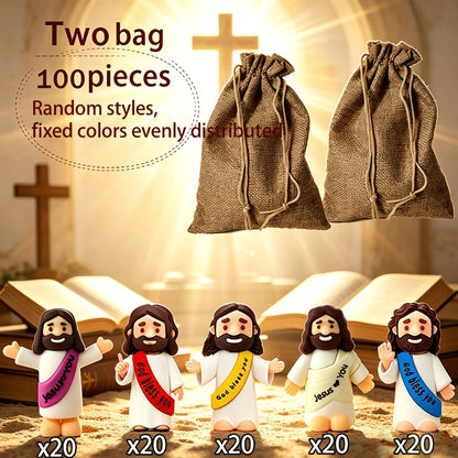 Mini Jesus Figurines for Halloween Trunk-or-Treat 50/100/150pcs – Colorful Bulk Religious Statues 5 Colors, Baptism Favors Sunday School Gifts Christian Party Favor Home Decor Vase Filler