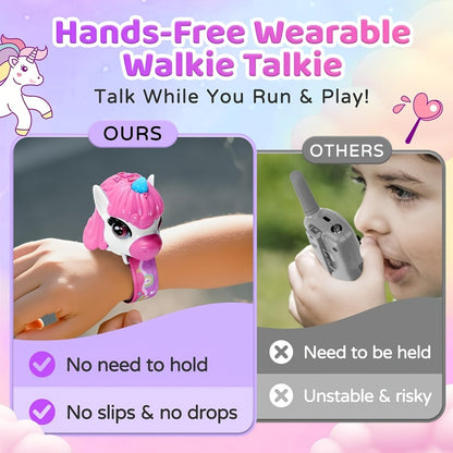 Unicorn Walkie Talkies for Kids 2 Pack, Glow in the Dark, Long Range 2-Way Radio Toy for Boys & Girls Ages 3-12, Outdoor Adventure Camping Hiking, Birthday Christmas Halloween Back to School Gift, Pink & Purple