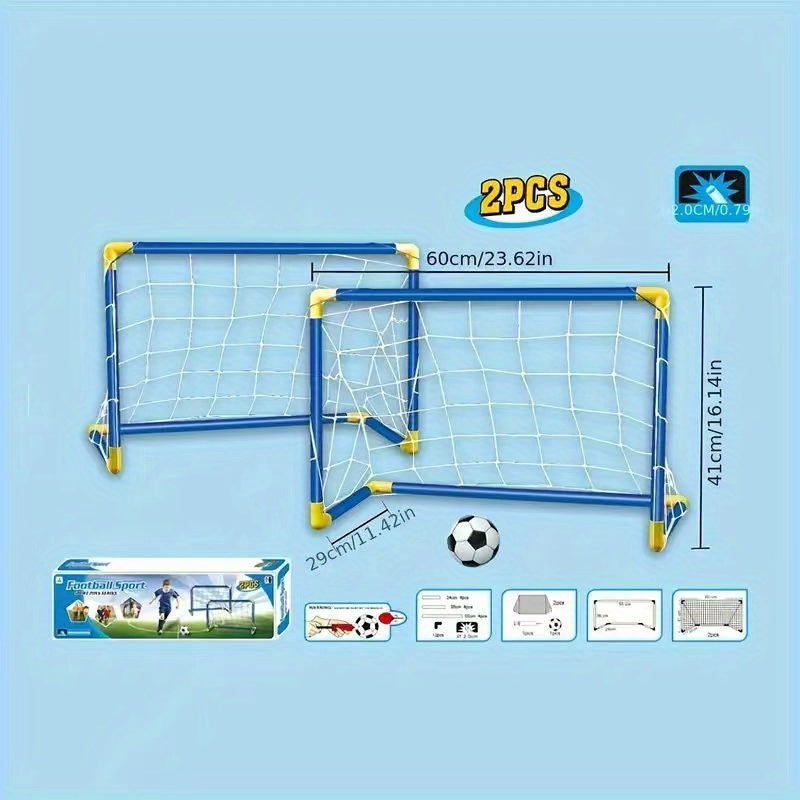 2pcs Youth Football Set-Portable and Easy-to-assemble Goal, Suitable for Indoor/outdoor Play, Family Entertainment, Birthday Gifts, Football Gifts