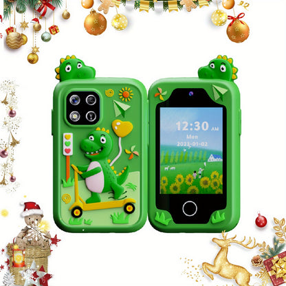 Fun Explorer Phone - 8GB HD Touchscreen Dual Camera Cell Phone With Dinosaur Design, Kids Toy Phone, Educational Travel Toy, Birthday Halloween Christmas Gift For Boys And Girls