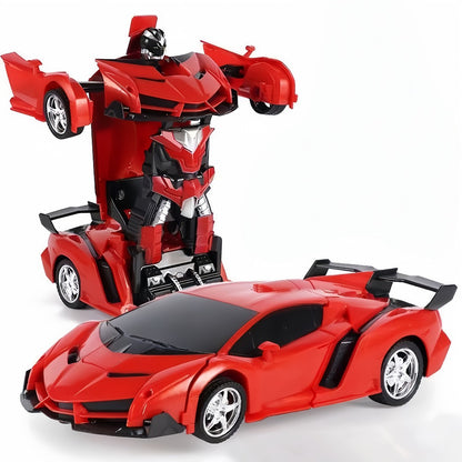 Transforming RC Stunt Car Robot for Kids – One-Button Deformation 360 Drift 2.4GHz Remote Control Toy with LED Lights Boys Gift Ages 3+ (Red/Blue/Yellow)