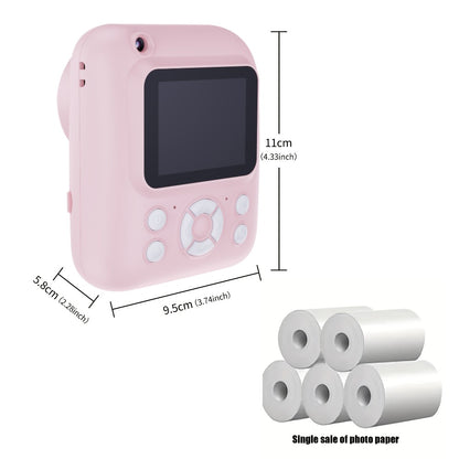 Instant Printer Camera for Kids - Camera Game MP3 3-in-1, Instant Print Photos In 1 Second, Puzzle Games, 10x Digital Zoom, 2.4'' HD Screen, Photography - 32G Card, Card Reader, USB Cable, Lanyard, Print Paper, Storage Bag - Perfect Halloween